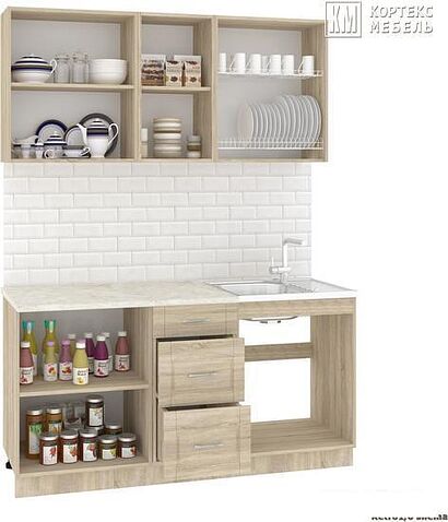 Кухня Кортекс-мебель Корнелия Ретро 1.6м (дуб сонома/мадрид)