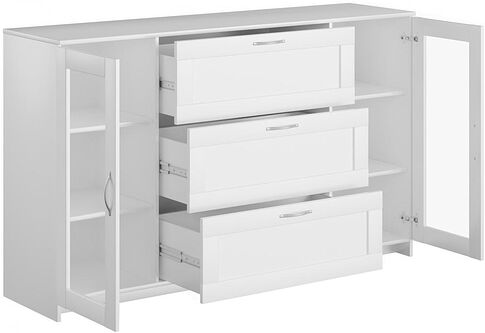 Тумба Mio Tesoro Сириус 2 двери со стеклом и 3 ящика 156x95 2.02.03.370.1 (белый)