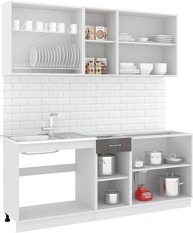 Готовая кухня Кортекс-мебель Корнелия Лира-лайт 2.0м (крем/оникс/дуб бунратти)