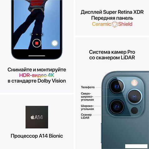 Смартфон Apple iPhone 12 Pro Max 256GB Воcстановленный by Breezy, грейд A (тихоокеанский синий)