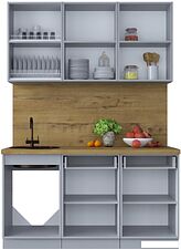 Готовая кухня Интерлиния Мила Шато 1.5Б (белый/мята/бискайская сосна)