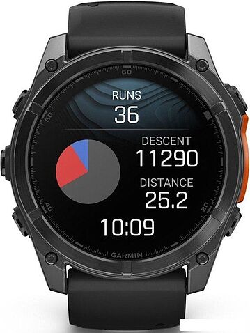 Умные часы Garmin Fenix 8 51мм (серый, черный силиконовый ремешок)