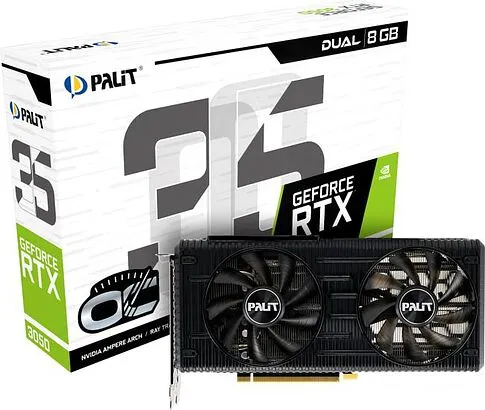 Видеокарта Palit GeForce RTX 3050 Dual OC 8G NE63050T19P1-190AD