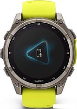 Умные часы Garmin Fenix 8 Solar, Sapphire 47мм (титановый серый с желтым ремешком)