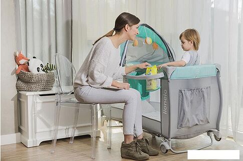 Манеж-кровать Lionelo Sven Plus (бирюзовый)