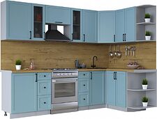 Готовая кухня Интерлиния Тренд 1.5x2.7 правая (океан/океан/дуб бунратти)