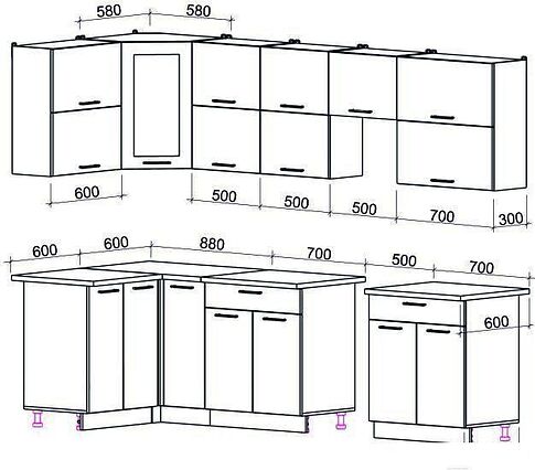 Угловая кухня Интерлиния Мила Gloss 50-12x28 (красный/черный глянец)