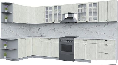 Готовая кухня Интерлиния Берес 1.7x2.1 правая (дуб снежный/серый каспий)