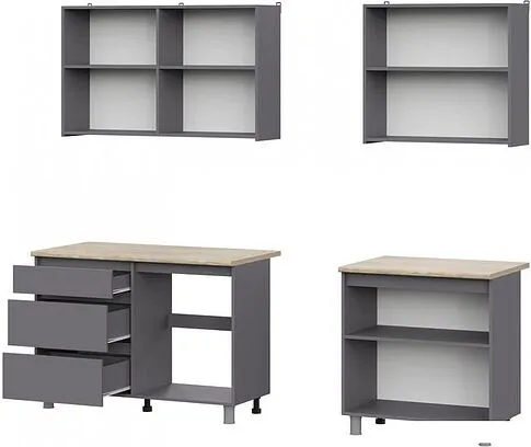 Готовая кухня Mio Tesoro Денвер 2.0м (графит серый/тростник)