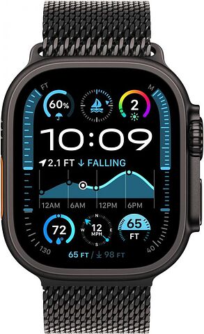 Умные часы Apple Watch Ultra 2 LTE 49 мм (титановый корпус, черный/черный, миланская петля M)
