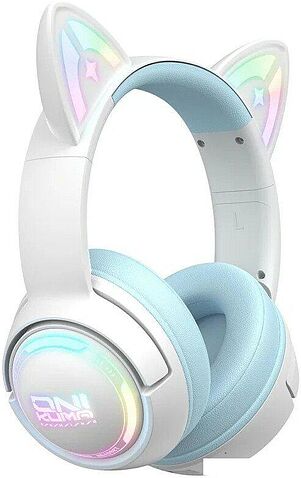 Наушники Onikuma GT838 Cat Ear (белый/голубой)