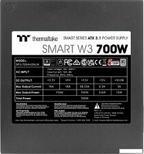 Блок питания Thermaltake Smart W3 700W PS-SPW-0700NNFAWE-1 Блок питания Thermaltake Smart W3 700W PS-SPW-0700NNFAWE-1
