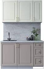 Готовая кухня Интерлиния Мила Шато 1.3А (белый/луна/серый каспий)