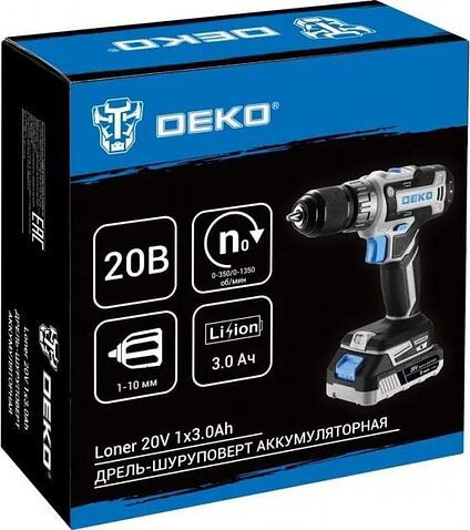 Дрель-шуруповерт Deko Loner 20V 085-1006 (с 1-им АКБ)