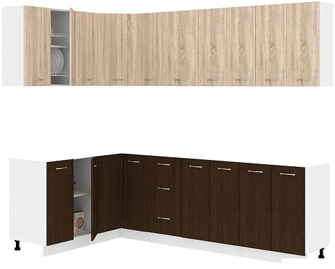 Готовая кухня Кортекс-мебель Корнелия Лира 1.5x2.5 без столешницы (дуб сонома/венге)