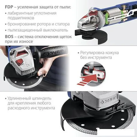 Угловая шлифмашина Зубр Профессионал УШМ-П125-1500 ЭПСТ