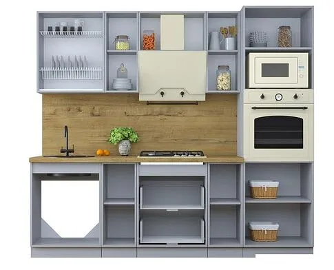 Готовая кухня Интерлиния Тренд 2.4В (океан/океан/дуб бунратти)