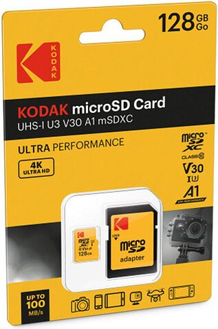 Карта памяти Kodak Ultra Performance microSDXC 128GB EKMSDM128GXC10HPRK (с адаптером)