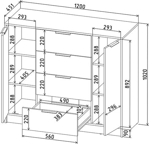 Тумба Интерлиния Концепт КТ-Т120 (дуб золотой/антрацит)