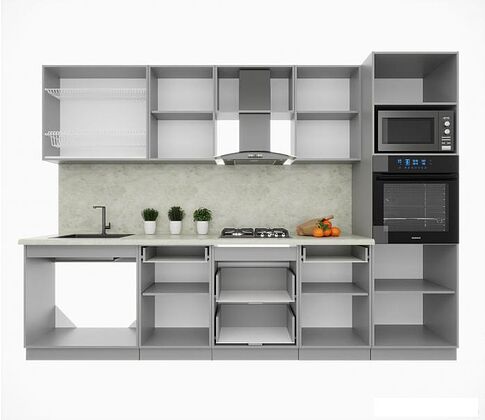 Готовая кухня Интерлиния Мила Пластик 3.0 (капучино/капучино глянец/опал светлый)