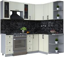 Готовая кухня Интерлиния Тренд 1.5x2.1 правая (белый/белый/кастилло темный)