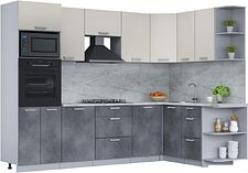 Готовая кухня Интерлиния Мила Лайт 1.68x2.8 правая (персидский жемчуг/бетон портленд/серый каспий)