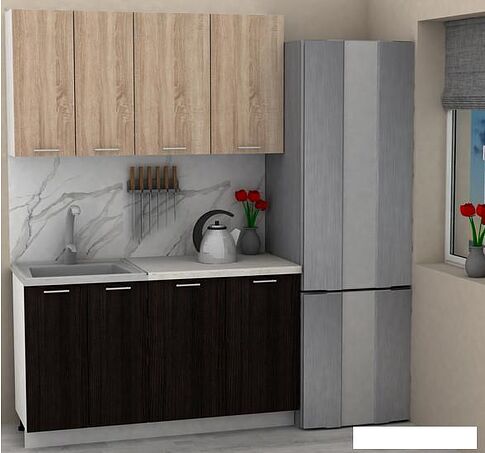 Готовая кухня ЭлиГард Lion 1.4 (дуб сонома/дуб марбург/королевский опал)