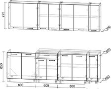 Готовая кухня Интерлиния Мила Лайт 2.5 без столешницы (серебристый/дуб золотой)