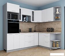 Готовая кухня Интерлиния Мила Gloss 1.68x2.4 правая (белый софт/белый софт/травертин серый) Готовая кухня Интерлиния Мила Gloss 1.68x2.4 правая (белый софт/белый софт/травертин серый)