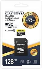 Карта памяти Exployd Premium Series microSDXC 128GB EX128GCSDXC10UHS-1-ELU3 (с адаптером) Карта памяти Exployd Premium Series microSDXC 128GB EX128GCSDXC10UHS-1-ELU3 (с адаптером)