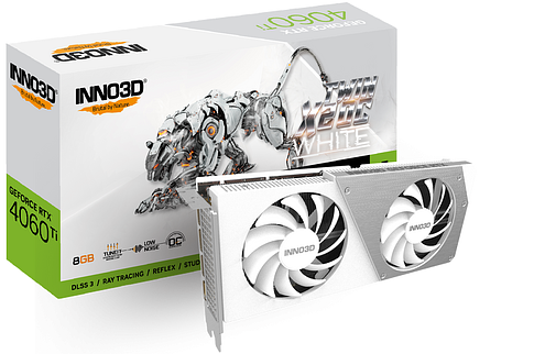 Видеокарта Inno3D GeForce RTX 4060 Ti 8GB Twin X2 OC White N406T2-08D6X-171153W