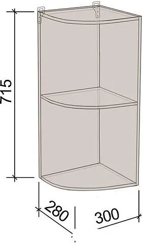 Шкаф навесной Артём-Мебель 300мм СН-114.68 (ДСП серый)