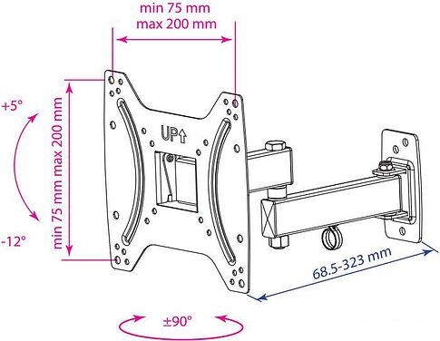 Кронштейн Kromax OPTIMA-204 (черный)