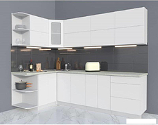 Готовая кухня Интерлиния Мила Матте 1.5x2.6 А правая (белый-белый-опал светлый)