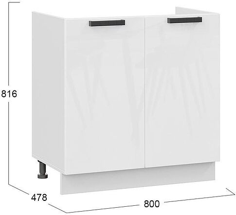 Шкаф напольный Трия Детройт 1Н8М исп.2 (белый/белый глянец)