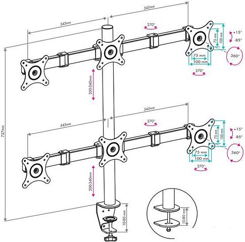 Кронштейн VLK TRENTO-96 (черный)