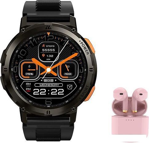 Умные часы Kospet Tank T2 (черный, с силиконовым ремешком)