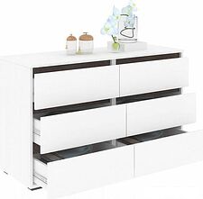 Комод Кортекс-мебель Бари 120 6ш (белый/белый/береза)