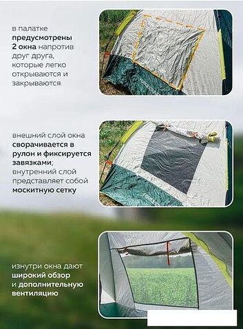Кемпинговая палатка ForceKraft FK-TENT-2 (зеленый)