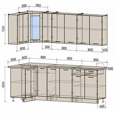 Готовая кухня Интерлиния Мила 12x25 (вудлайн кремовый)