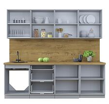 Готовая кухня Интерлиния Тренд 2.4Б (луна/белый/серый каспий)