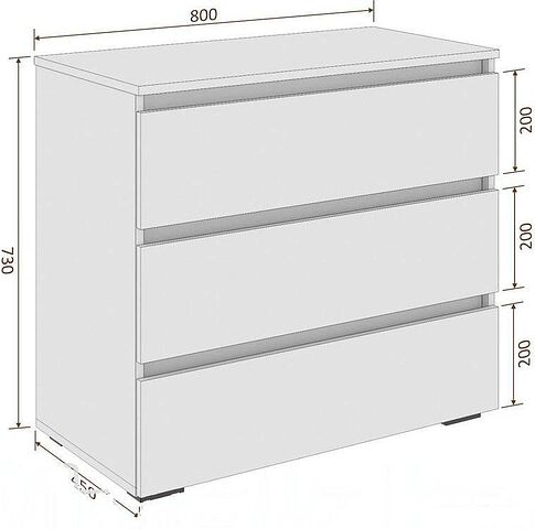 Комод Кортекс-мебель Бари 80 3ш (береза/береза/береза)