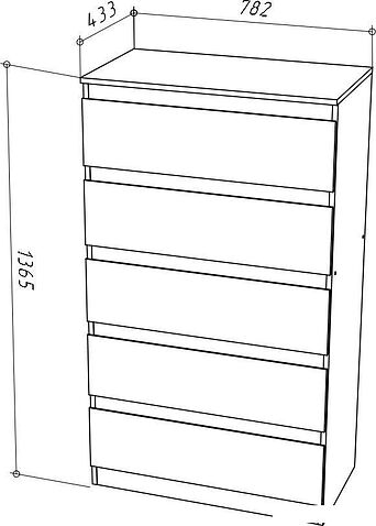 Комод НК-Мебель Stern Т-8 5-я 72676244 (16 мм, белый)