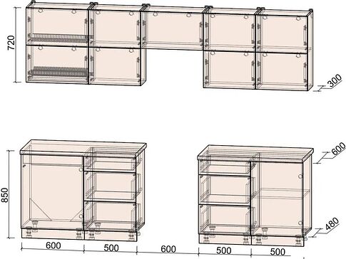 Кухонный модуль Интерлиния Мила Матте 2.7 Б (белый/черный/дуб бунратти)