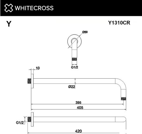 Держатель верхнего душа Whitecross Y1310CR (хром)