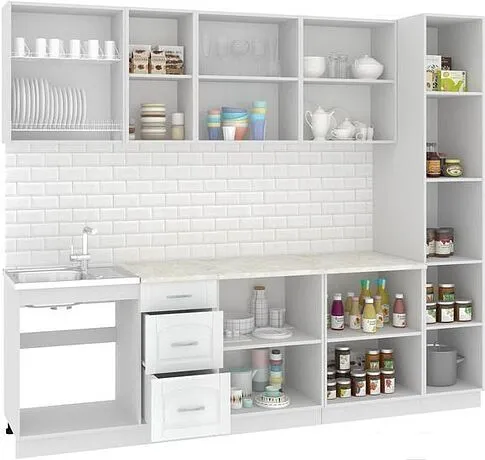 Кухня Кортекс-мебель Корнелия Ретро 2.6м (ясень белый/королевский опал)