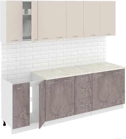 Кухня Кортекс-мебель Корнелия Лира 2.4м (капучино/оникс/королевский опал)