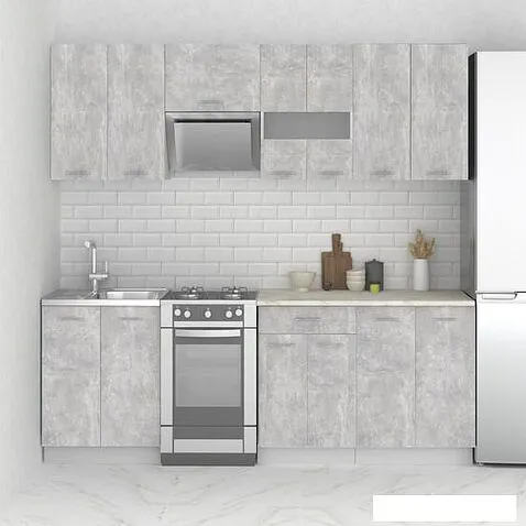 Готовая кухня Mio Tesoro Экстра-лайт 2.2 (ателье светлый/королевский опал)