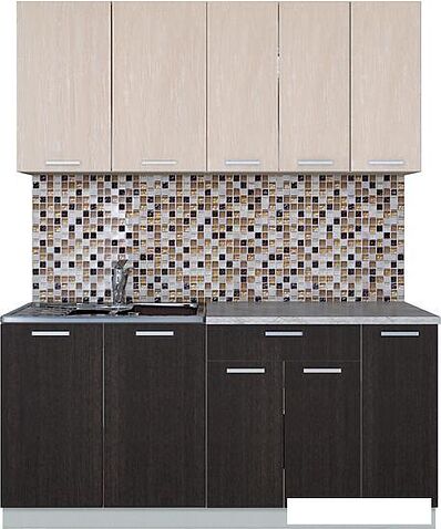 Кухня Интерлиния Мила Лайт 1.7 (дуб молочный/дуб венге)