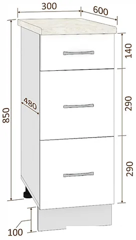 Шкаф напольный Кортекс-мебель Корнелия Лира НШ30р3ш (дуб сонома-марсель)